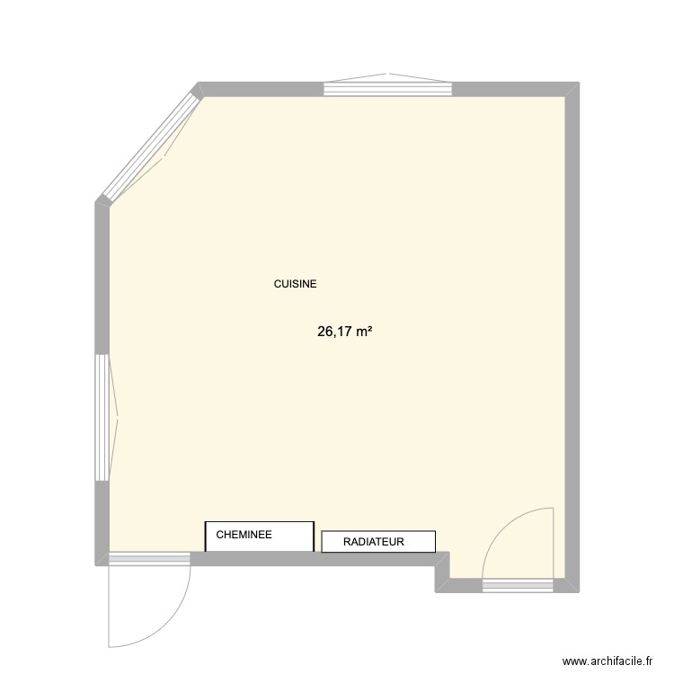 CUISINE. Plan de 1 pièce et 26 m2