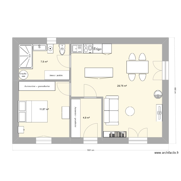 plan12. Plan de 4 pièces et 54 m2