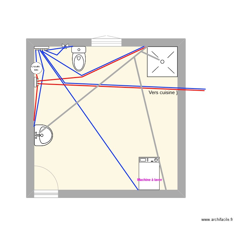 salle de bain. Plan de 1 pièce et 23 m2