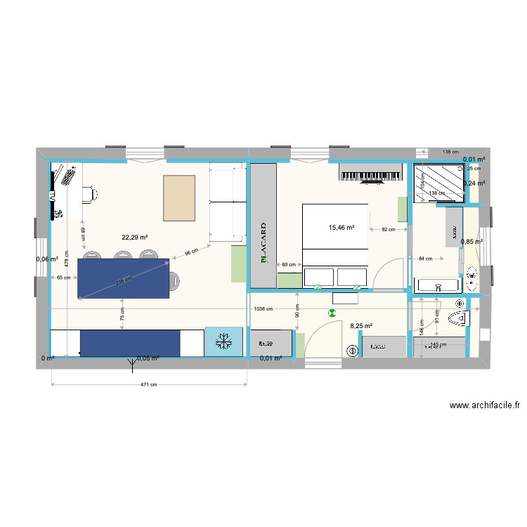 V10 GIORDANA 13 PORTALET . Plan de 10 pièces et 47 m2