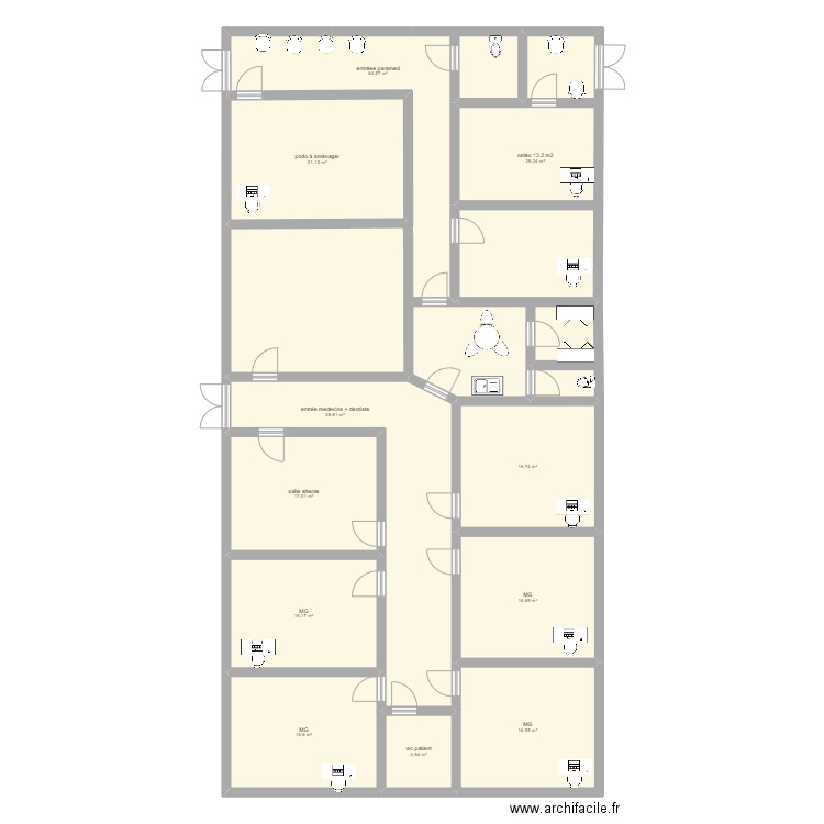 plan 1. Plan de 11 pièces et 249 m2