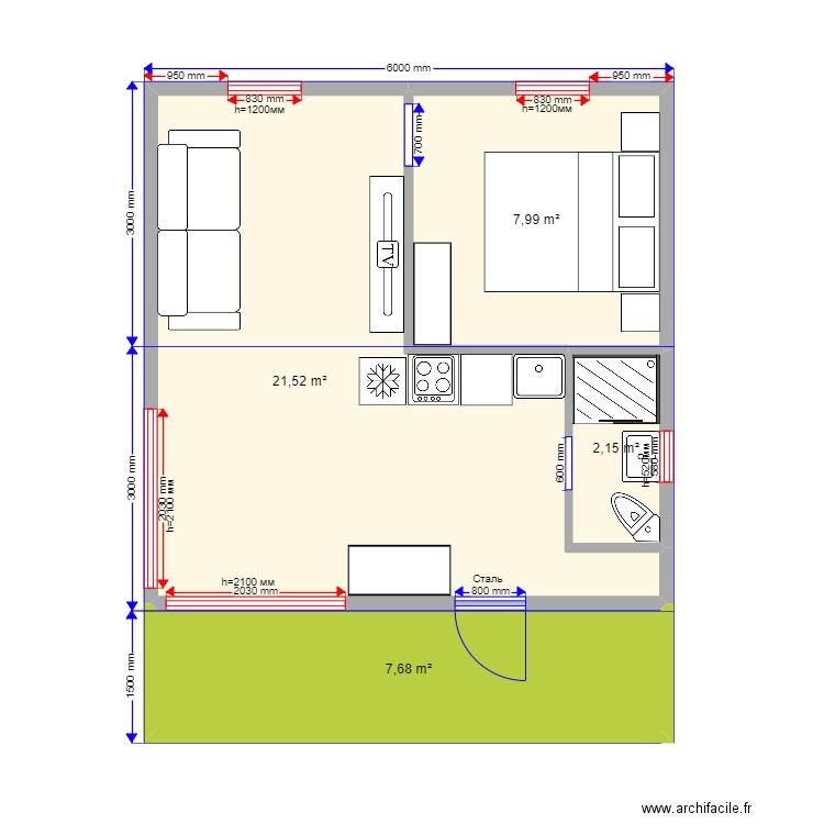  36 1. Plan de 4 pièces et 39 m2