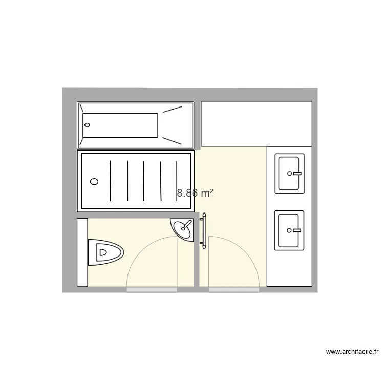 Salle de bain etage. Plan de 