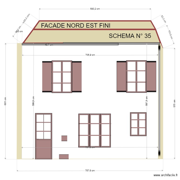 FACADE  COTE NORD OUEST FINI SANS COFFRET GEG. Plan de 0 pièce et 0 m2