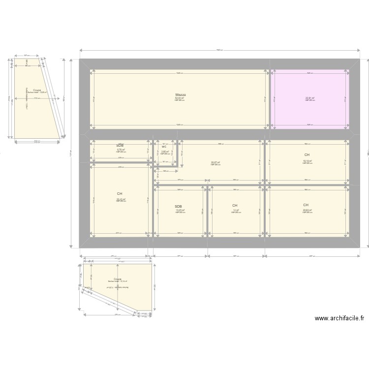 castet . Plan de 20 pièces et 570 m2