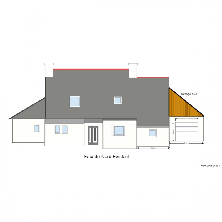 Façade nord existant 1. Plan de 0 pièce et 0 m2