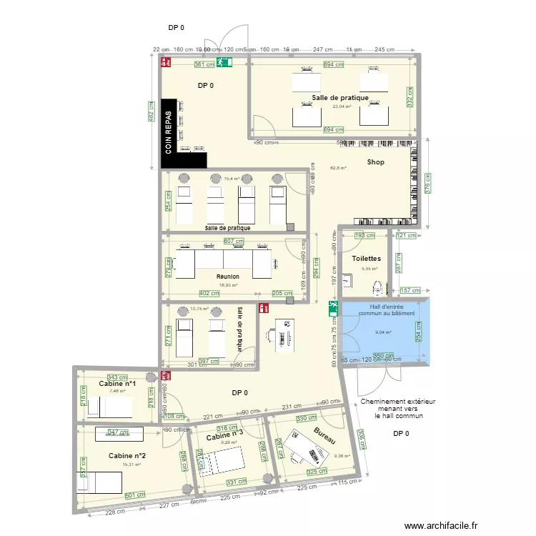 MA BEAUTE CONCEPT FORMATION apr&egrave;s travaux test 3. Plan de 
