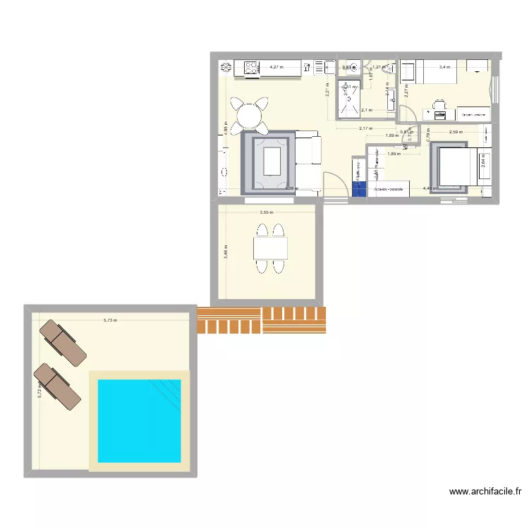 maison salon gardenia sans veranda. Plan de 6 pièces et 93 m²