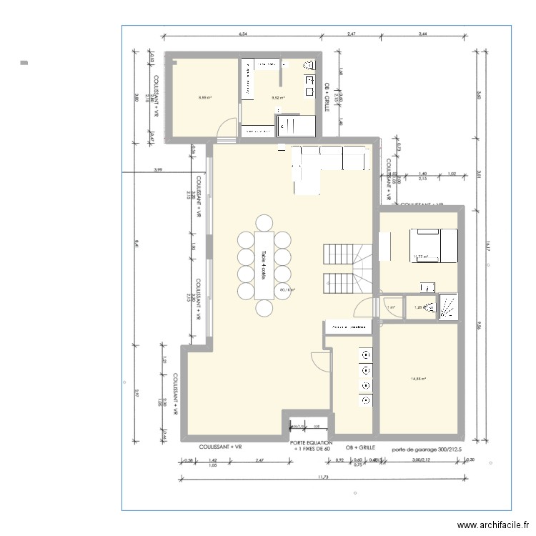 planRdc. Plan de 7 pièces et 128 m2