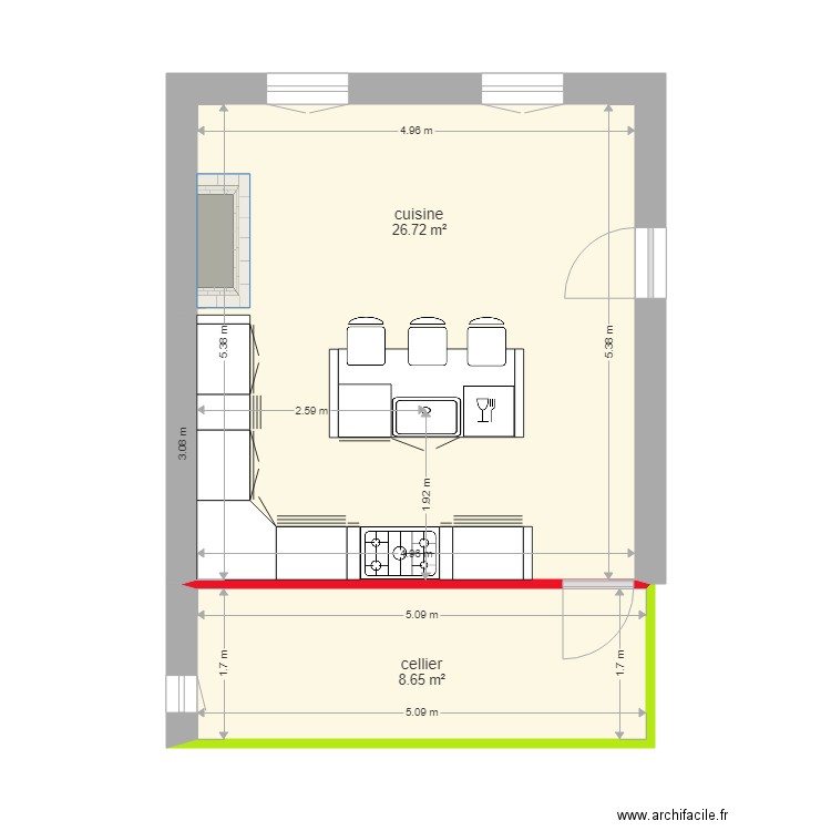 cuisine. Plan de 0 pièce et 0 m2