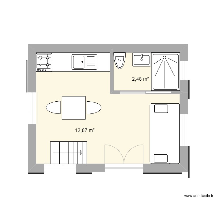 Studio. Plan de 0 pièce et 0 m2