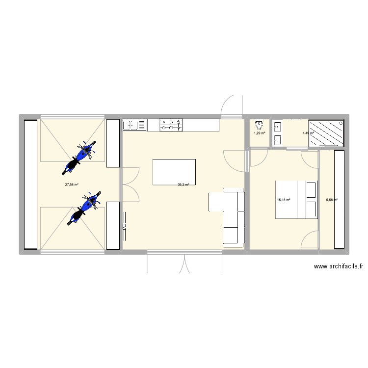 Dammartin hameau. Plan de 6 pièces et 89 m2