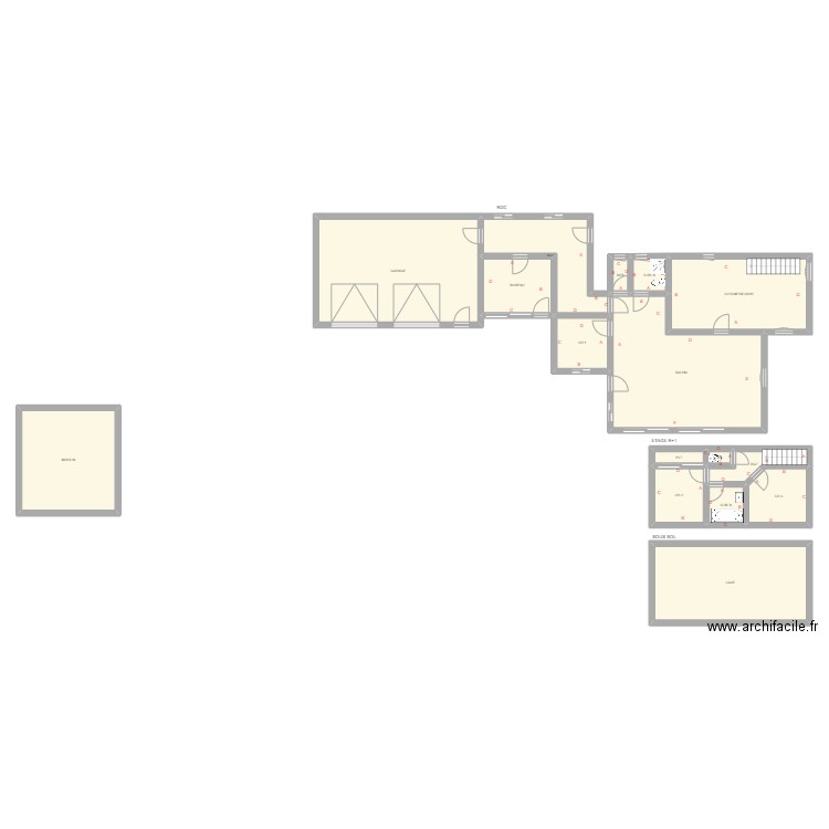 RESTOUEIX. Plan de 16 pièces et 233 m2