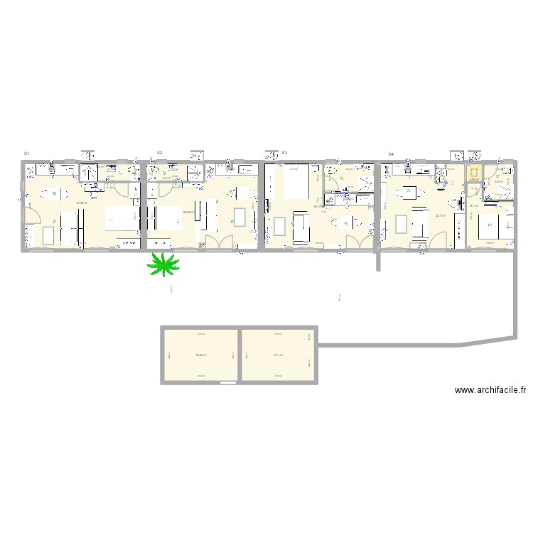 Studios Ameublement. Plan de 0 pièce et 0 m2