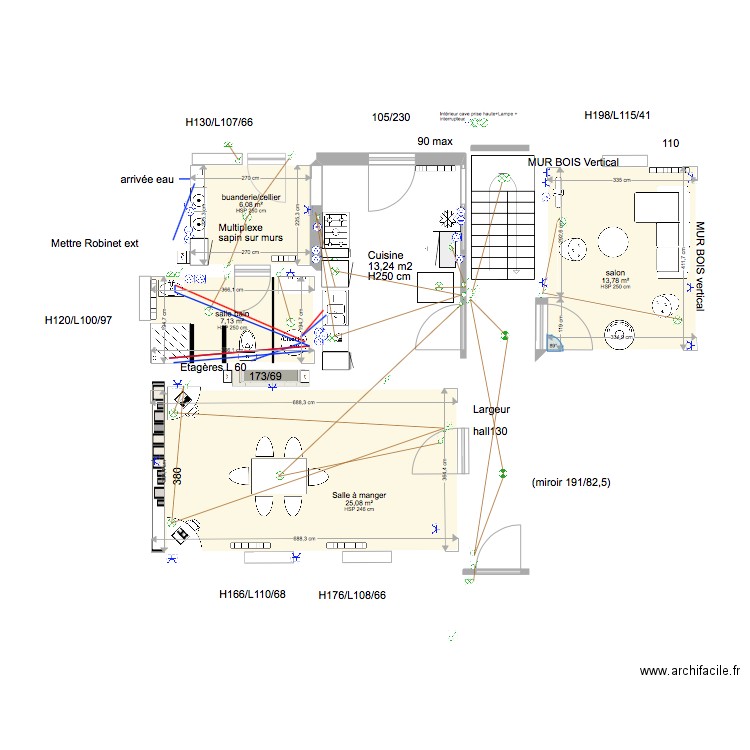 235 -bis 29/07. Plan de 4 pièces et 52 m2