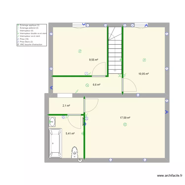 Implantation électrique M2 Etage. Plan de Implantation électrique M2 Etage. Plan de