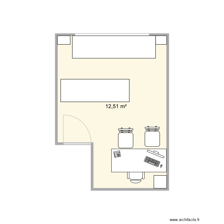 Cabinet . Plan de 1 pièce et 13 m2