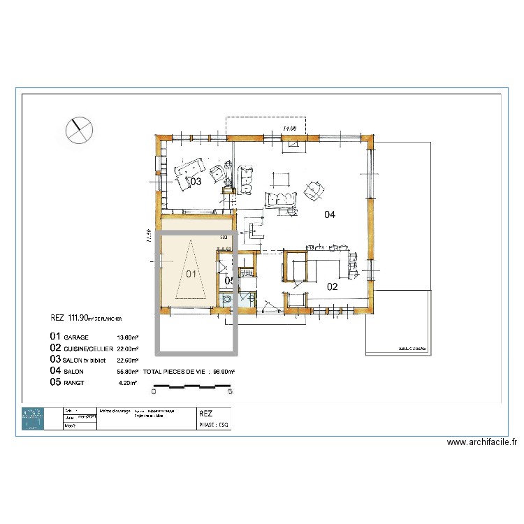 Garage V1. Plan de 1 pièce et 36 m2