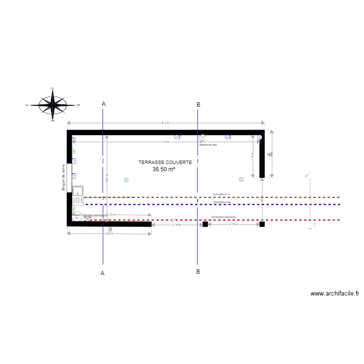 VUE EN PLAN annexe sans abri 36 m. Plan de 0 pièce et 0 m2