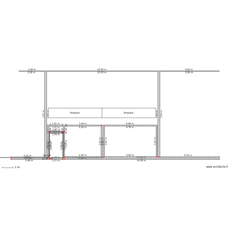 Vitrine Projet 1 avec cotes. Plan de 0 pièce et 0 m2