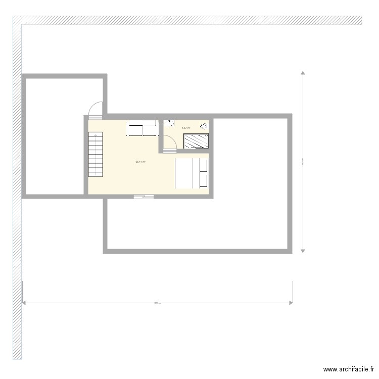 Plan ETAGE La Ciotat. Plan de 2 pièces et 30 m2