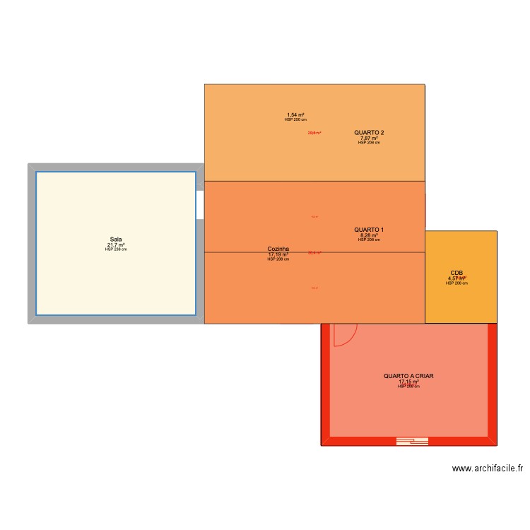 Daniel Tristan. Plan de 7 pièces et 78 m2