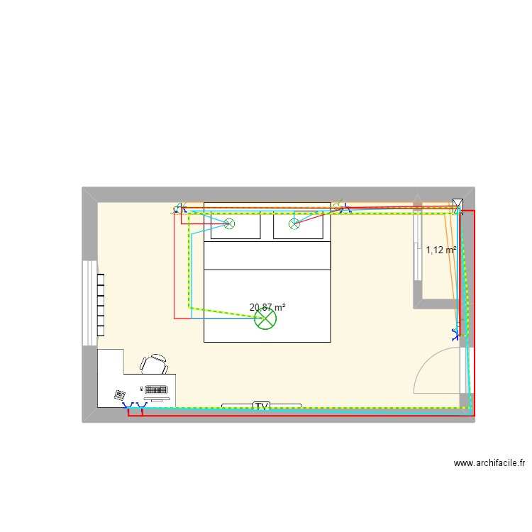 rémédiation. Plan de 2 pièces et 22 m2