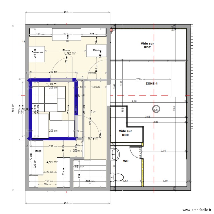 Etage Cluny 2. Plan de 6 pièces et 26 m2
