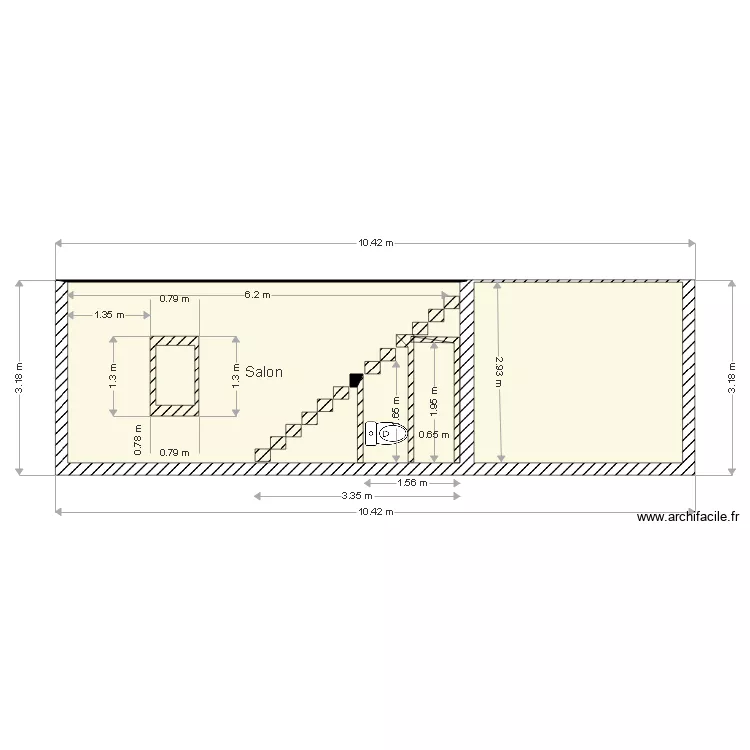 Plan escalier WC. Plan de 