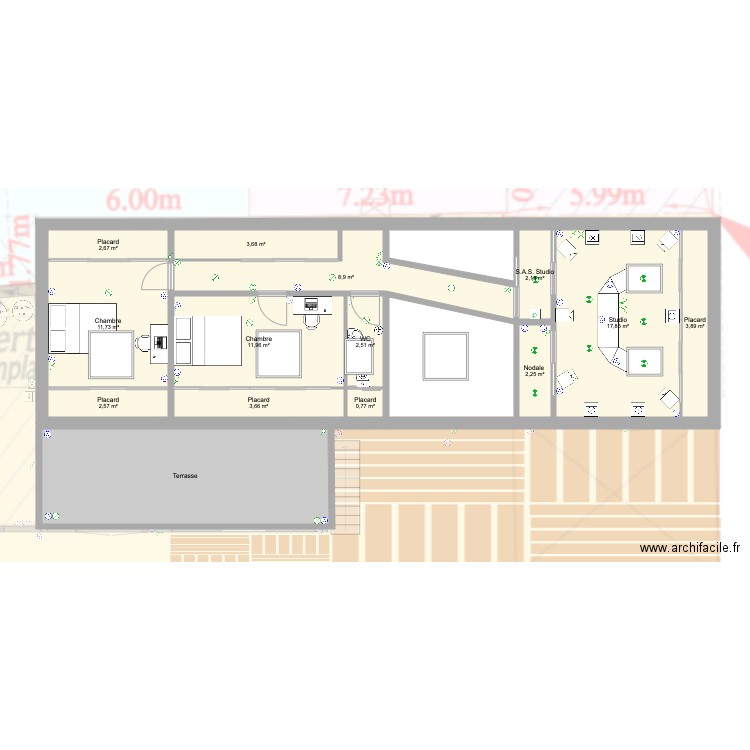 BASE mesure elec. Plan de 23 pièces et 250 m2