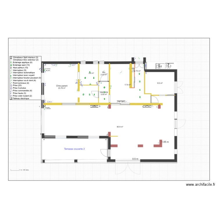 Electricité Rdc. Plan de 0 pièce et 0 m2