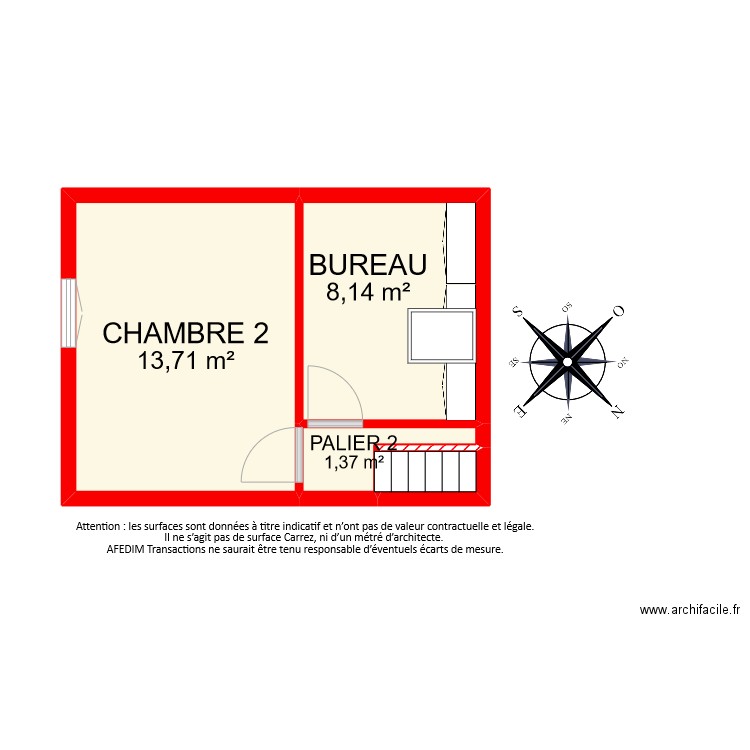 BI8468 ETAGE 2. Plan de 4 pièces et 24 m2