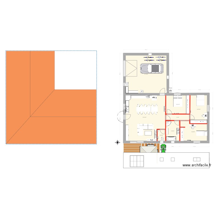 maison à deux. Plan de 8 pièces et 159 m2