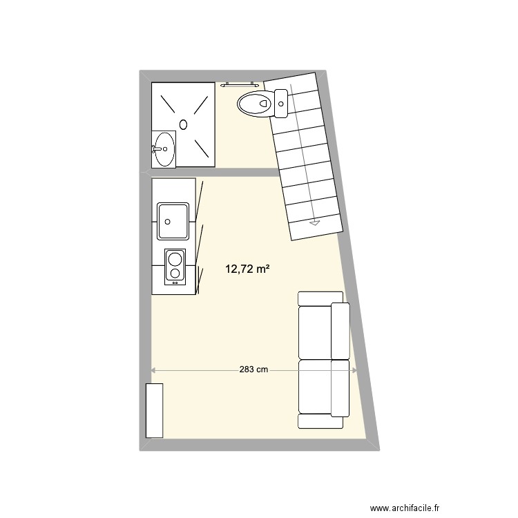 annexe studio precy. Plan de 1 pièce et 13 m2