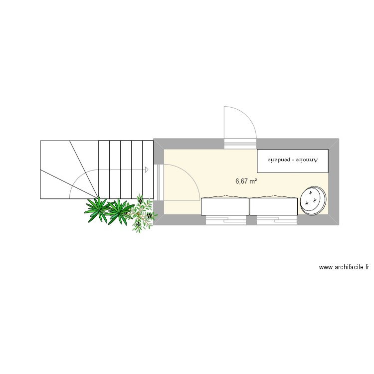 Entrée. Plan de 1 pièce et 7 m2