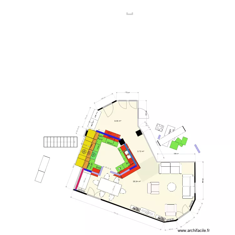cuisine 4 niveaux. Plan de 