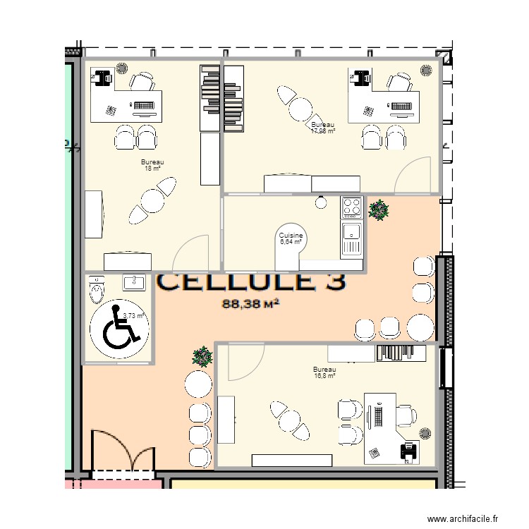 plan cabinet fanny 2. Plan de 5 pièces et 63 m2