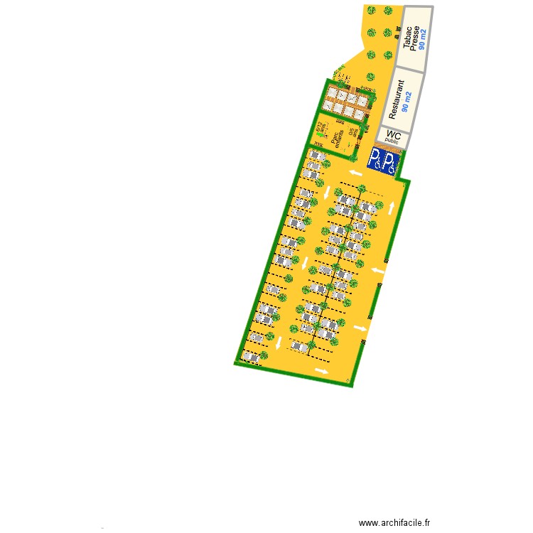 jardin 6. Plan de 3 pièces et 205 m2