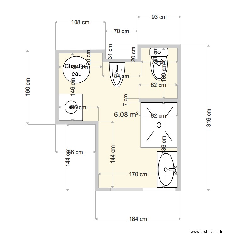 Salle d eau 8 Projet. Plan de 0 pièce et 0 m2