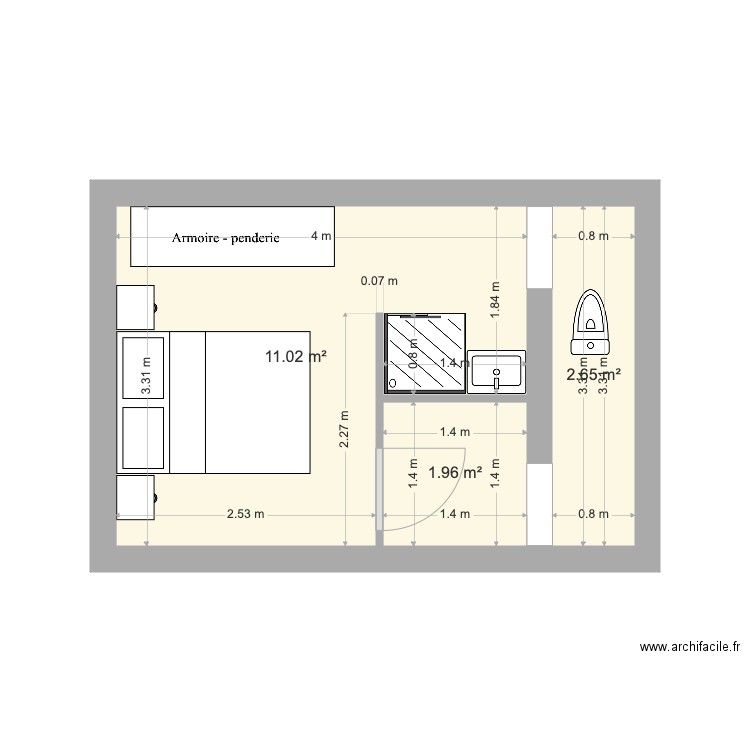 Chambre Salle de Bain Michelet. Plan de 0 pièce et 0 m2