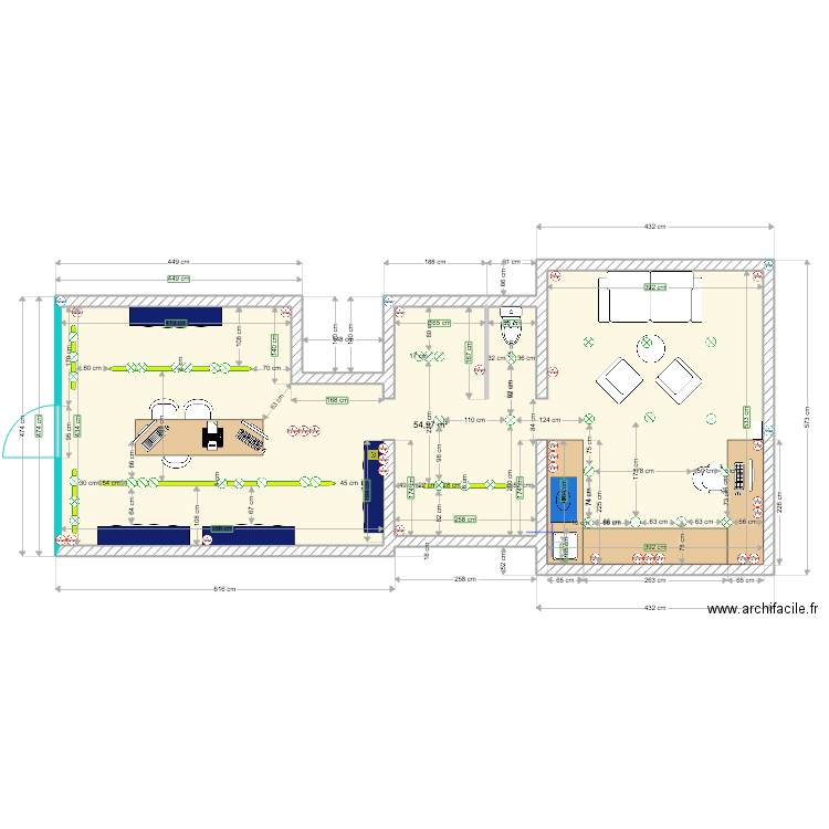 LAJARRIGE x LLB V2. Plan de 1 pièce et 55 m2