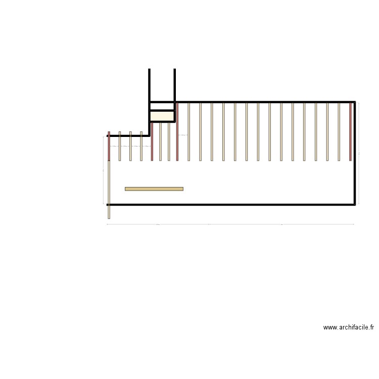 Terrasse 2 lames. Plan de 2 pièces et 1 m2