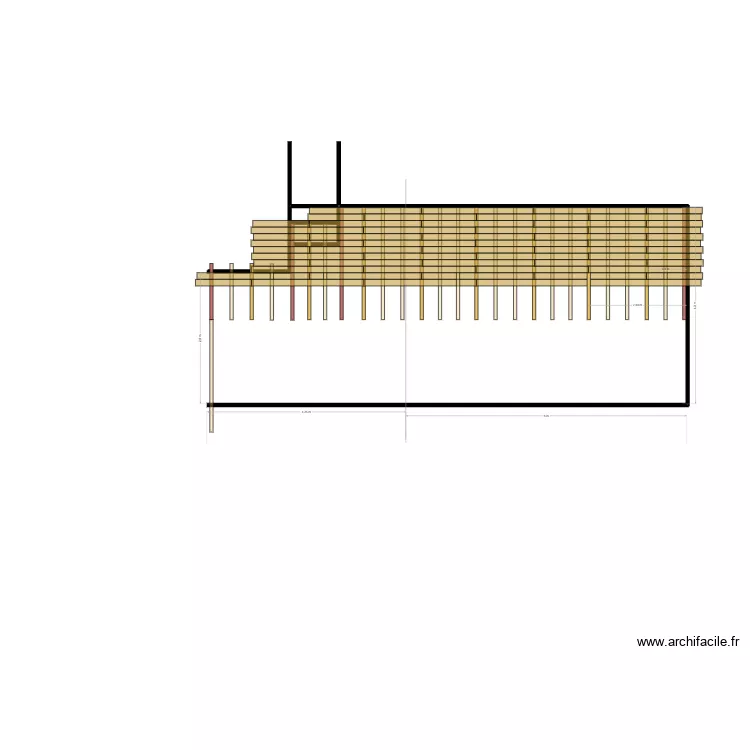 Terrasse 2 lames. Plan de 