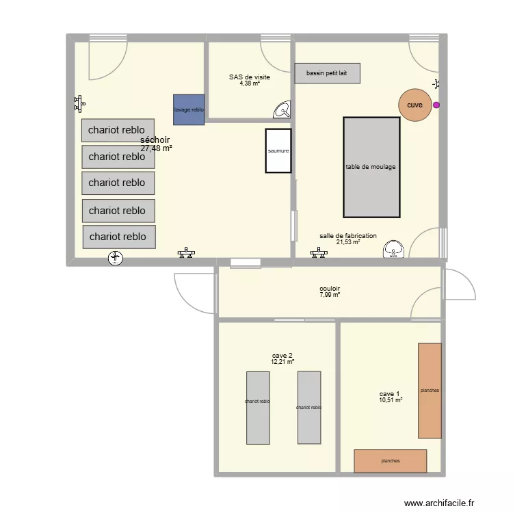 salle de fabrication. Plan de 6 et 84 m² salle de fabrication. Plan de 6 et 84 m²