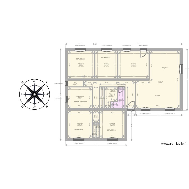 almeida. Plan de 17 pièces et 263 m2