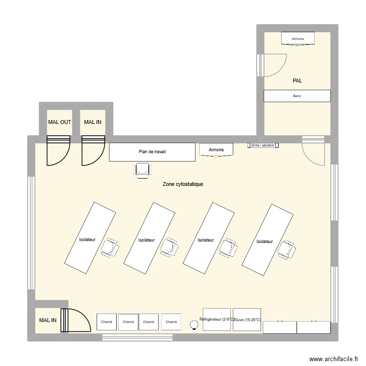 zone cyto. Plan de 5 pièces et 80 m2