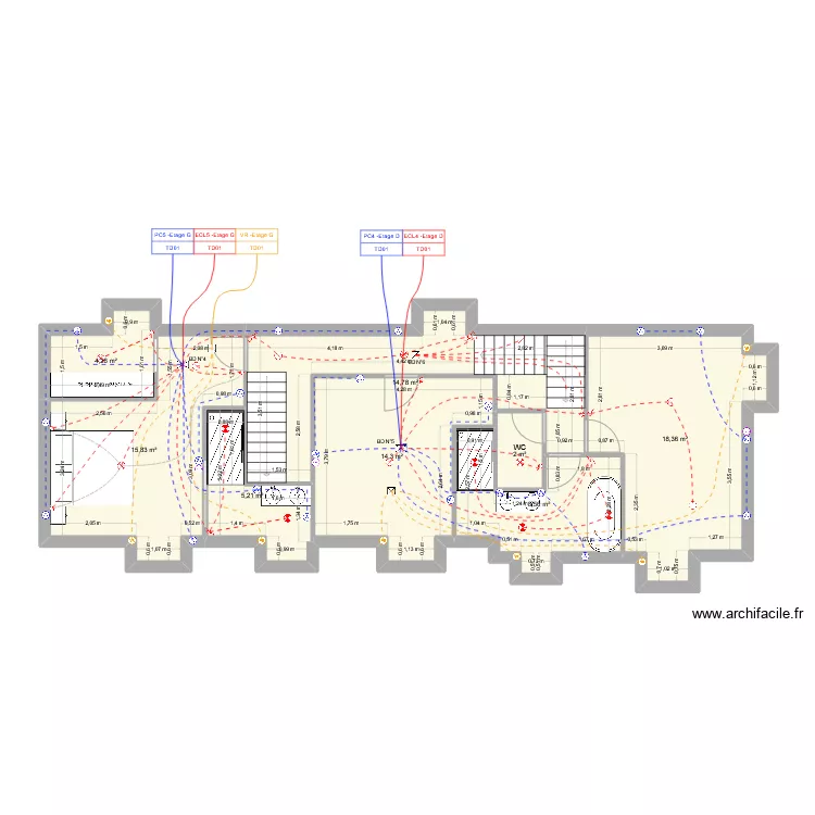 Etage Torc&eacute;. Plan de 