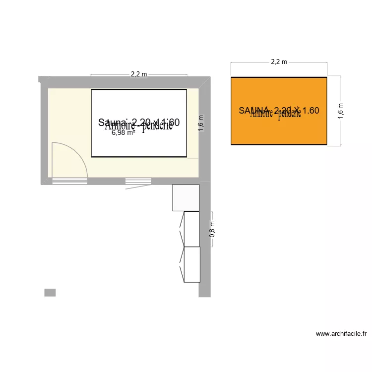 SAUNA DANS CARPORT. Plan de 1 et 7 m² SAUNA DANS CARPORT. Plan de 1 et 7 m²