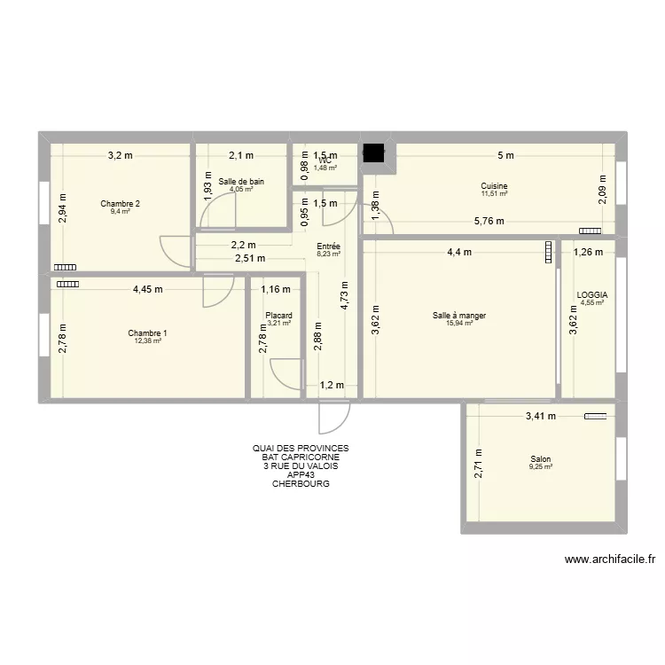 BAT CAPRICORNE APP43. Plan de 11 et 80 m² BAT CAPRICORNE APP43. Plan de 11 et 80 m²