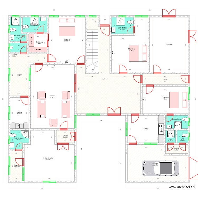 fall,fallou. Plan de 51 pièces et 550 m2